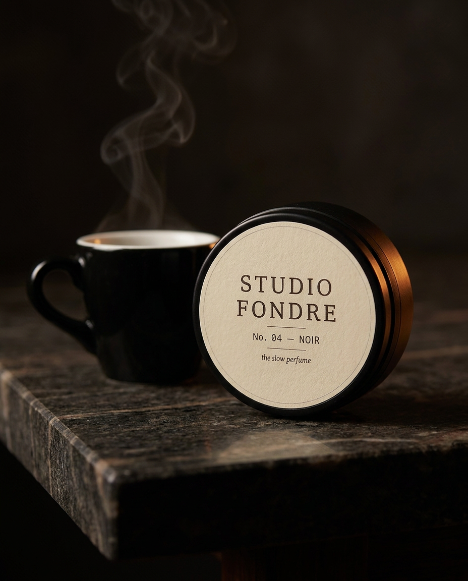 Studio Fondre No. 04 — NOIR pressed solid perfume compact